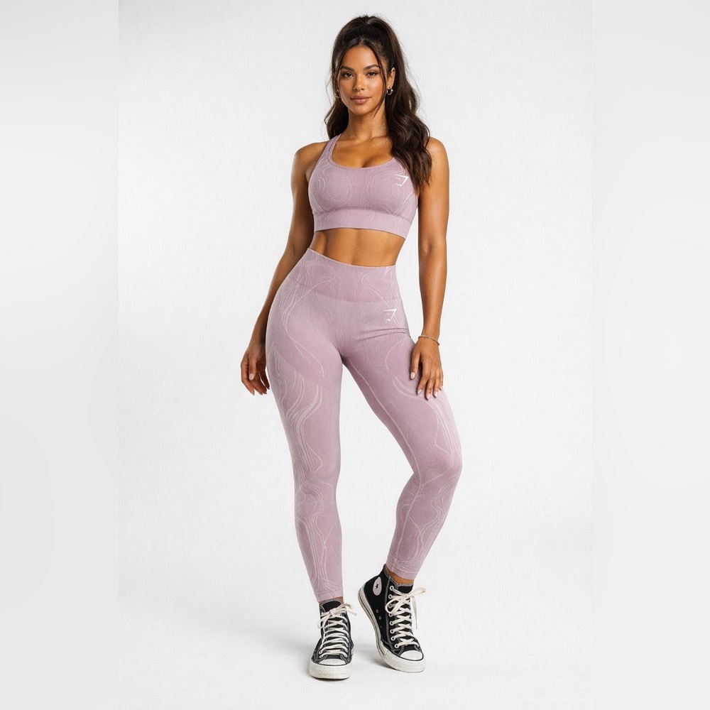 Gymshark Size L Mercury Seamless Swirl Patterned Leggings - Pink